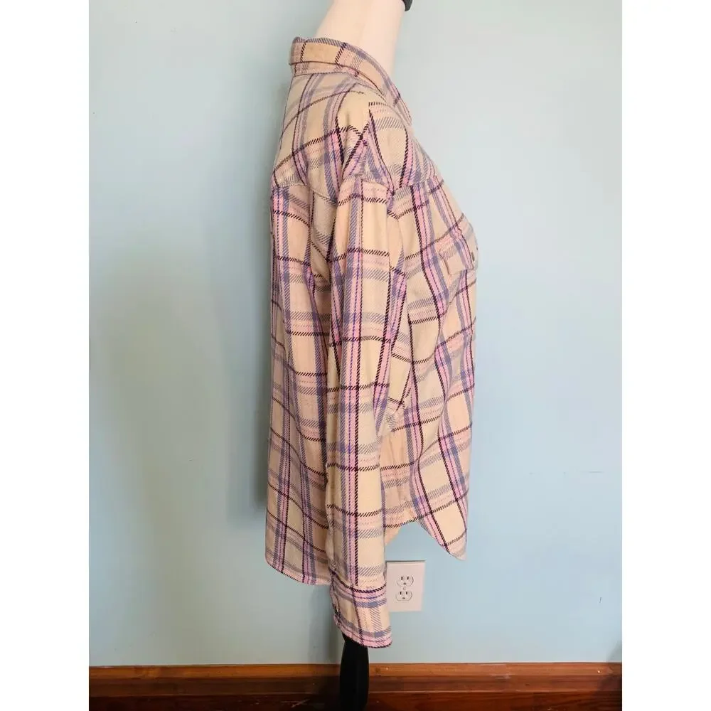 J. Crew Relaxed-Fit Flannel Shirt in Lavender Plaid Size 4
